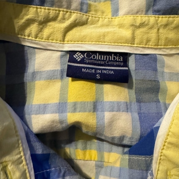 Women’s Columbia Long sleeve plaid shirt- blue and yellow- size small - Picture 3 of 4